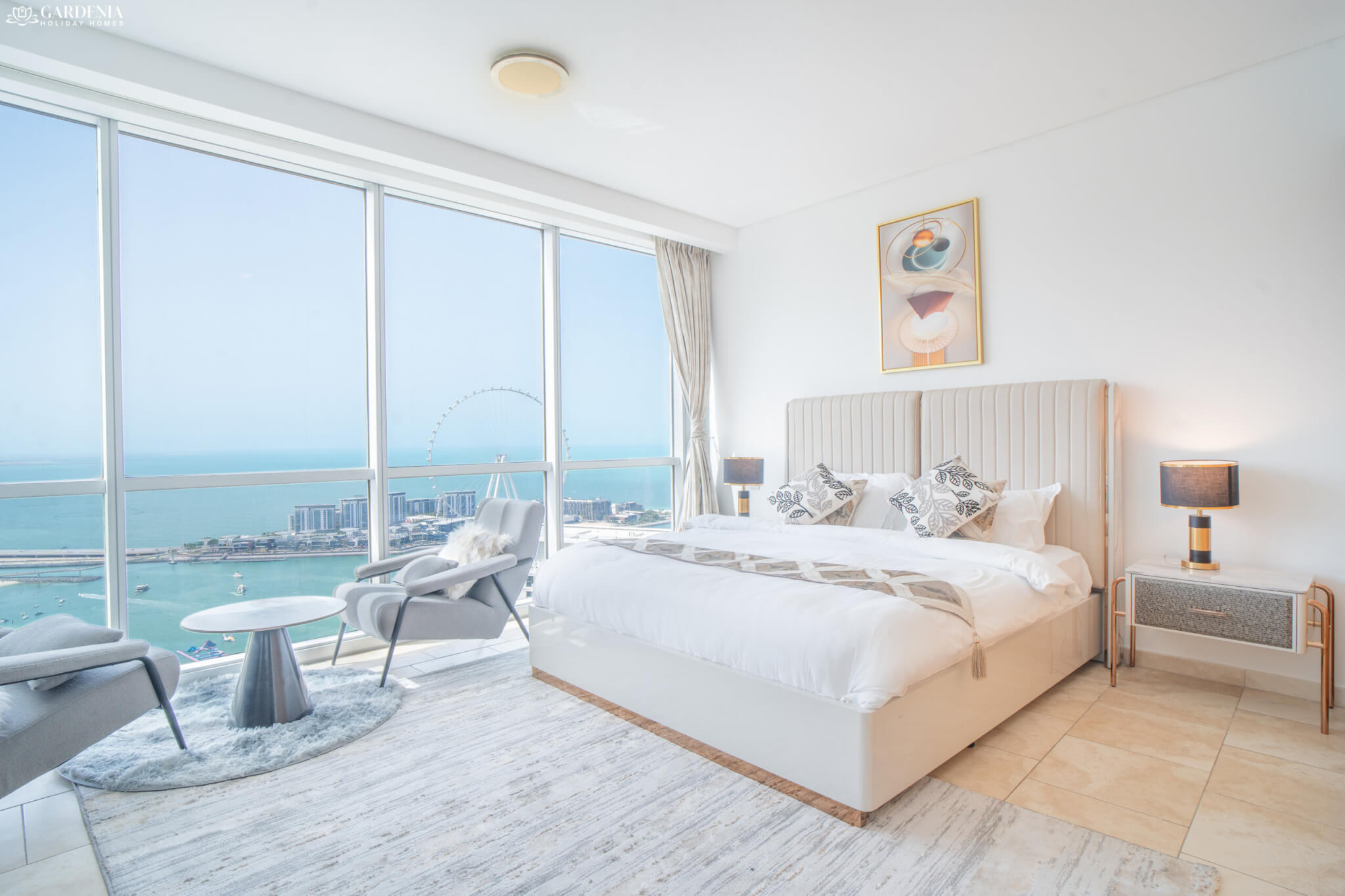 Contemporary 3 bedroom apartment in JBR offering panoramic views of the beach, city skyline, and easy access to JBR Beach