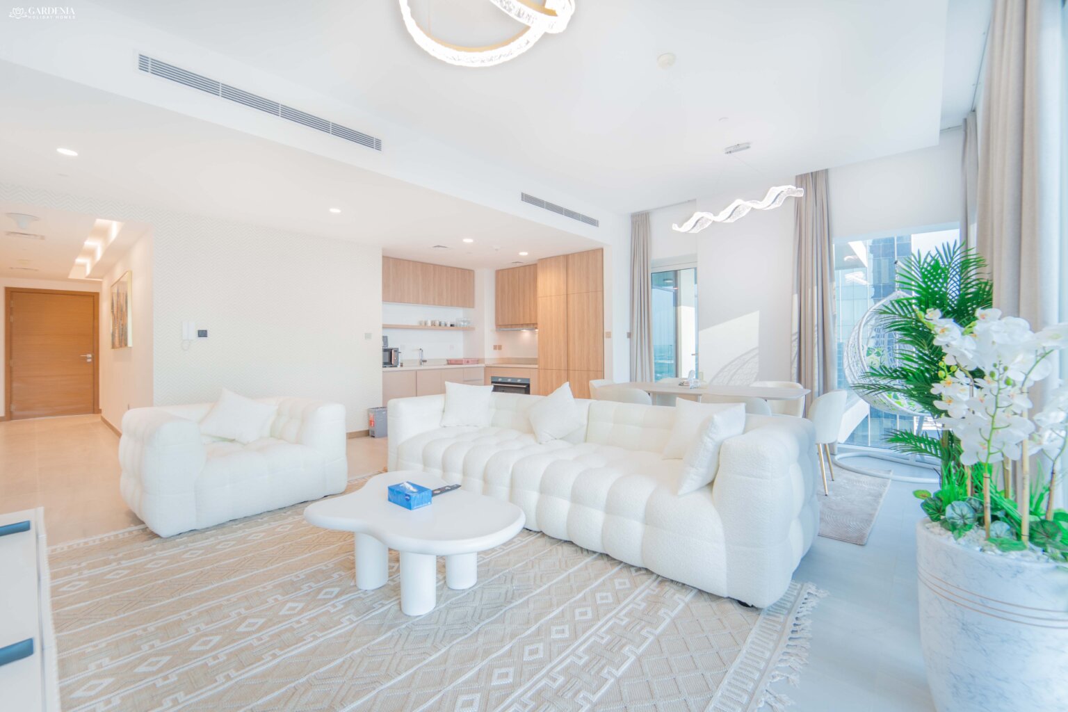 Elegantly styled living room in a Gardenia-managed holiday home